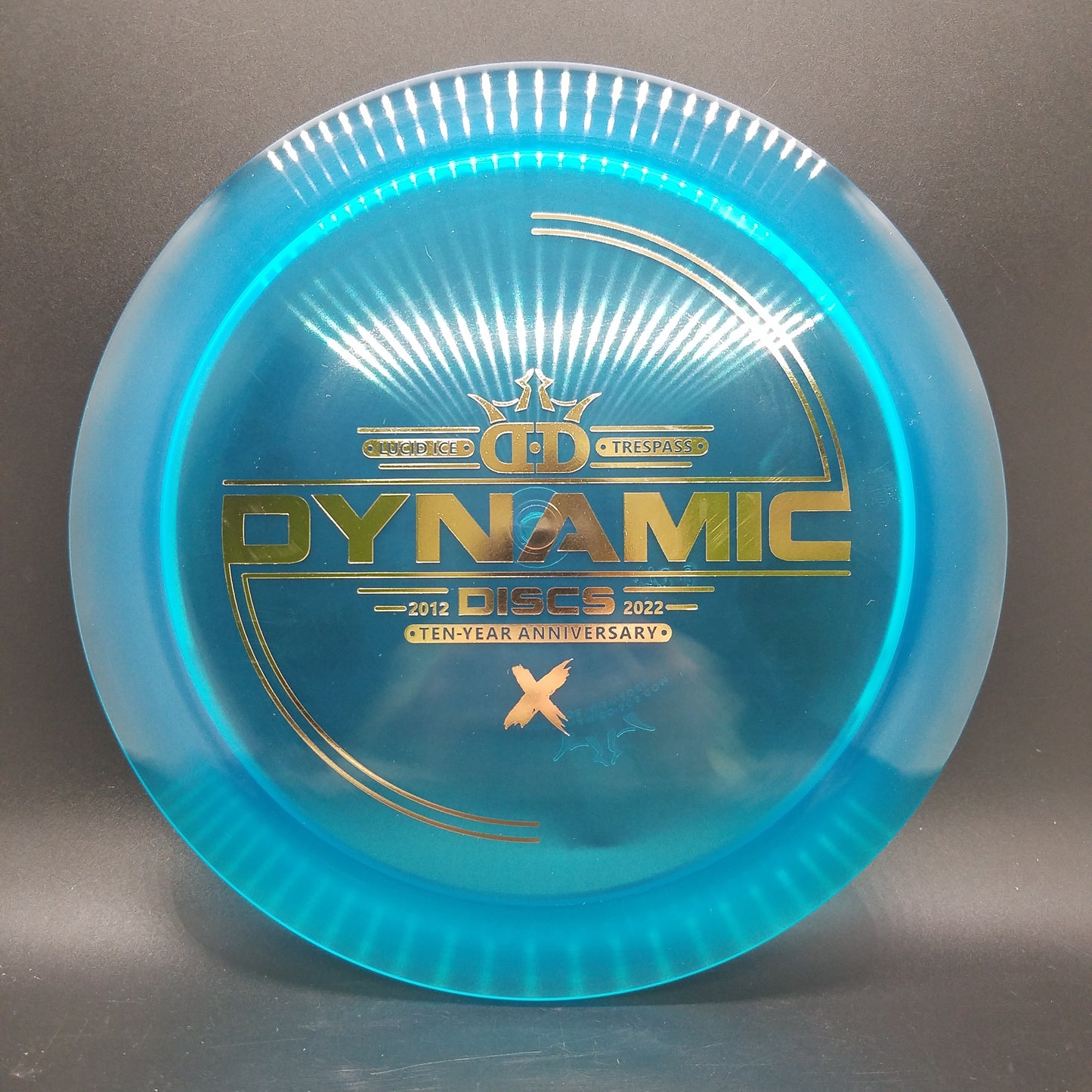 Dynamic Discs Lucid Ice Trespass Blue with gold stamp 173g